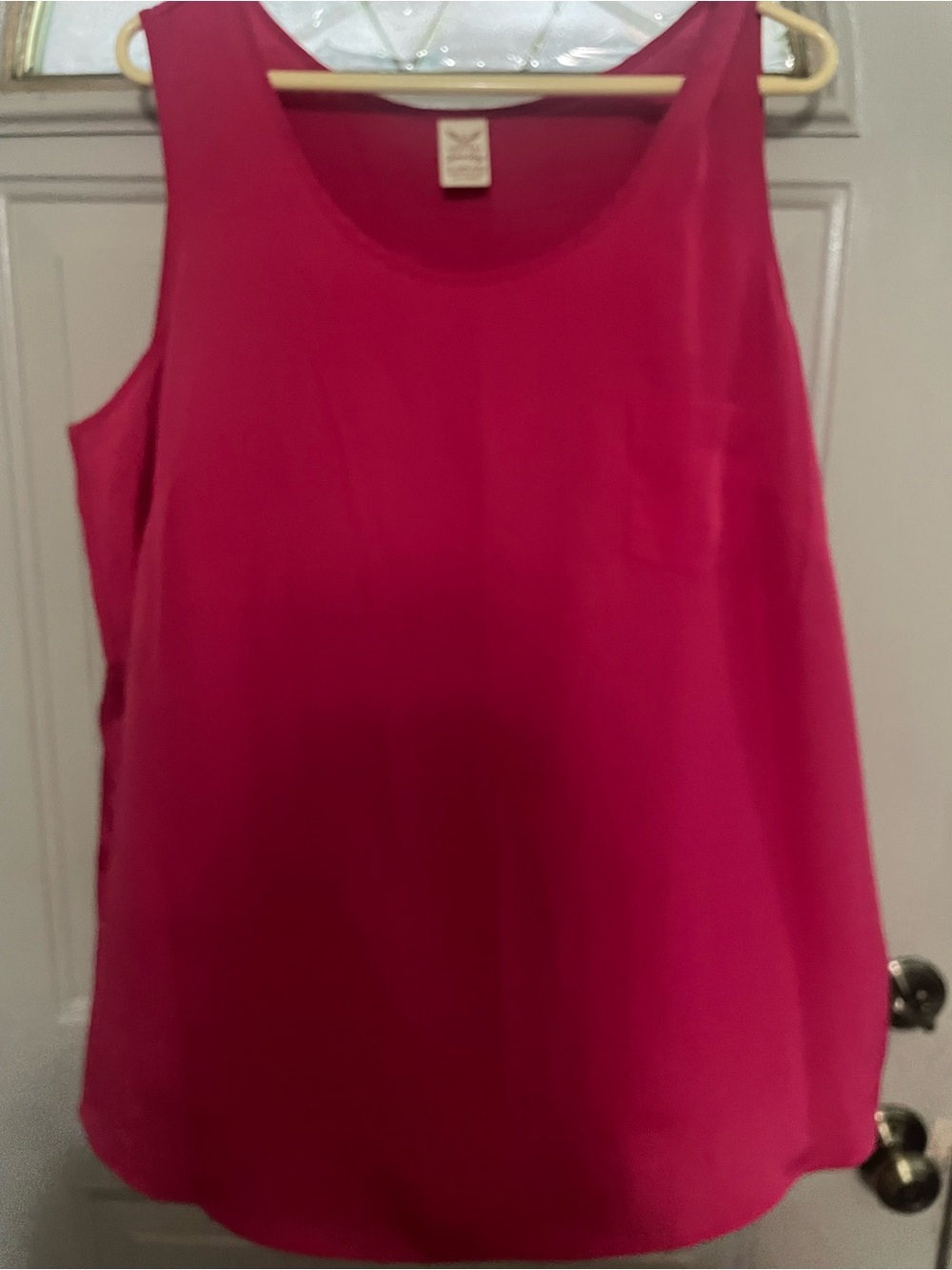 Silky plus size Sleeveless Scoop Neck Top - Fuchsia Pink